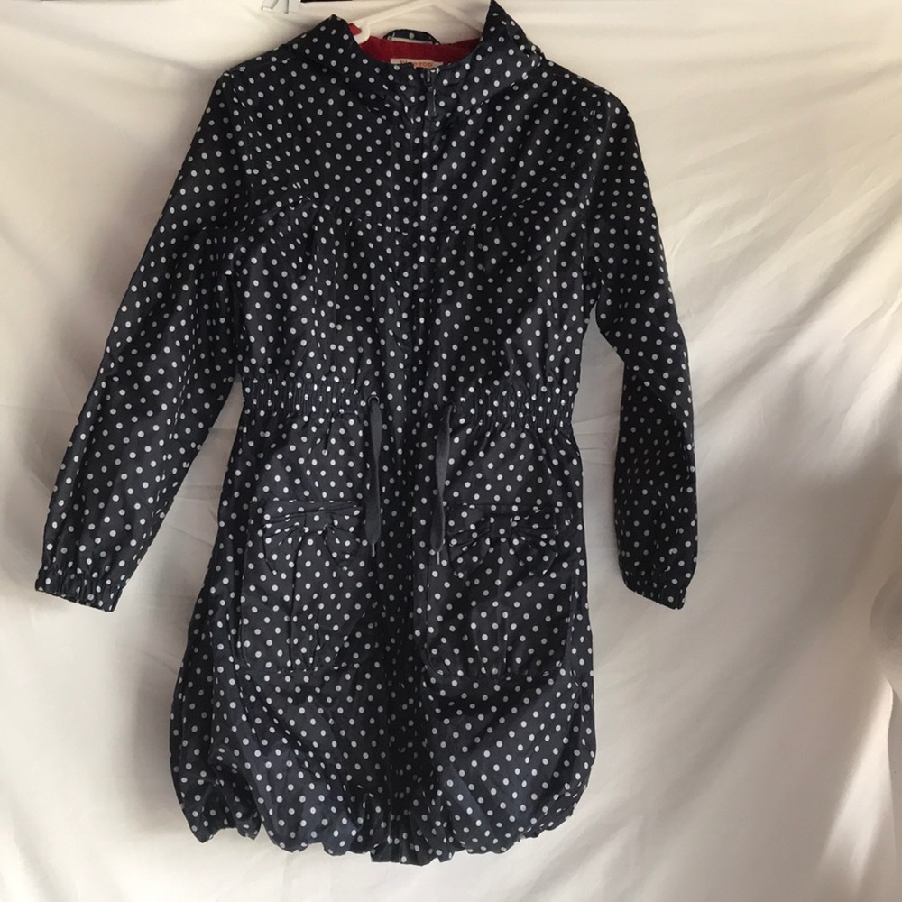 Debenhams blue polka dot raincoat Sz 9yrs